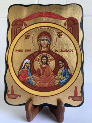 Icona con litografia anticata  Notre Dame cm19x26