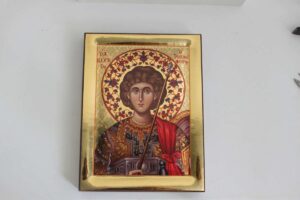 Icona con serigrafia, sfondo dorato lucido cm 19x25