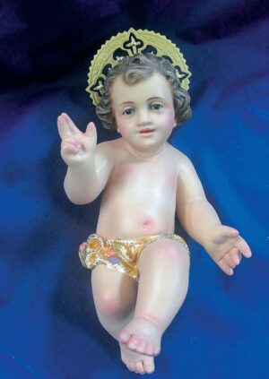 Bambino Gesù, finitura EXTRA, con  panno in foglia dorata, decorato a mano