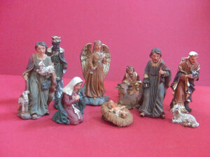 Set 11 da pezzi presepe in miniatura in resina da 5 cm.