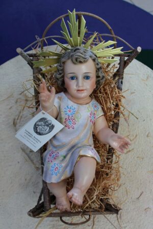 Bambino Gesù Benedicente in pasta Madera, finitura extra semplice