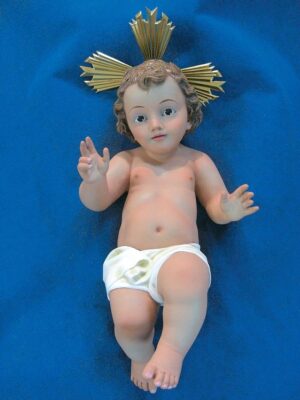 Bambino Gesù Benedicente in gesso, finitura classica, occhi marroni
